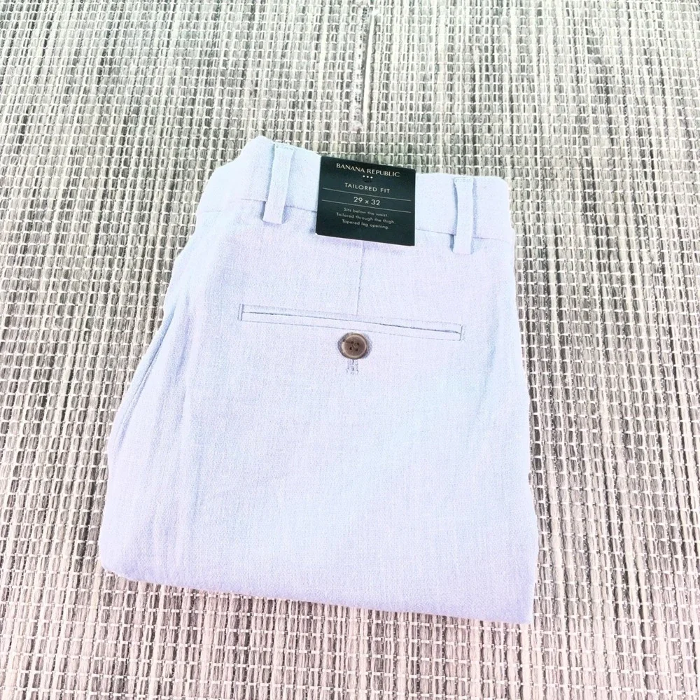 Banana Republic Mens Blue Linen Cotton Tailored Fit Pants 29x32 531915-00-1 NWT